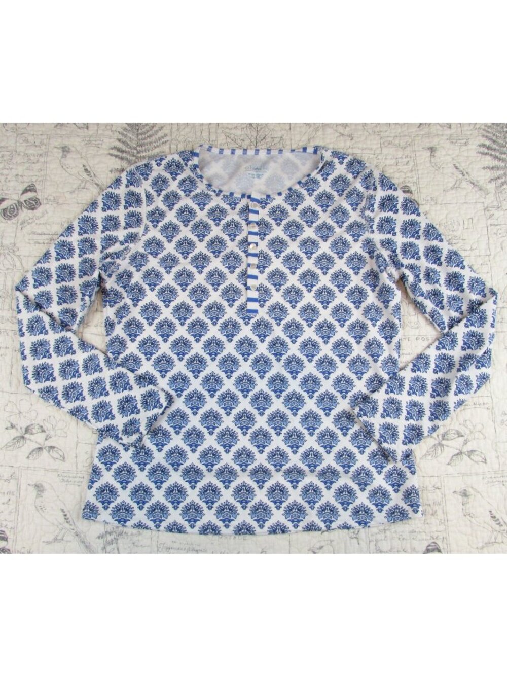 NEW Cabana Life Floral 1/4 Button Golf Sun Shirt Top Women Wicking  sz L